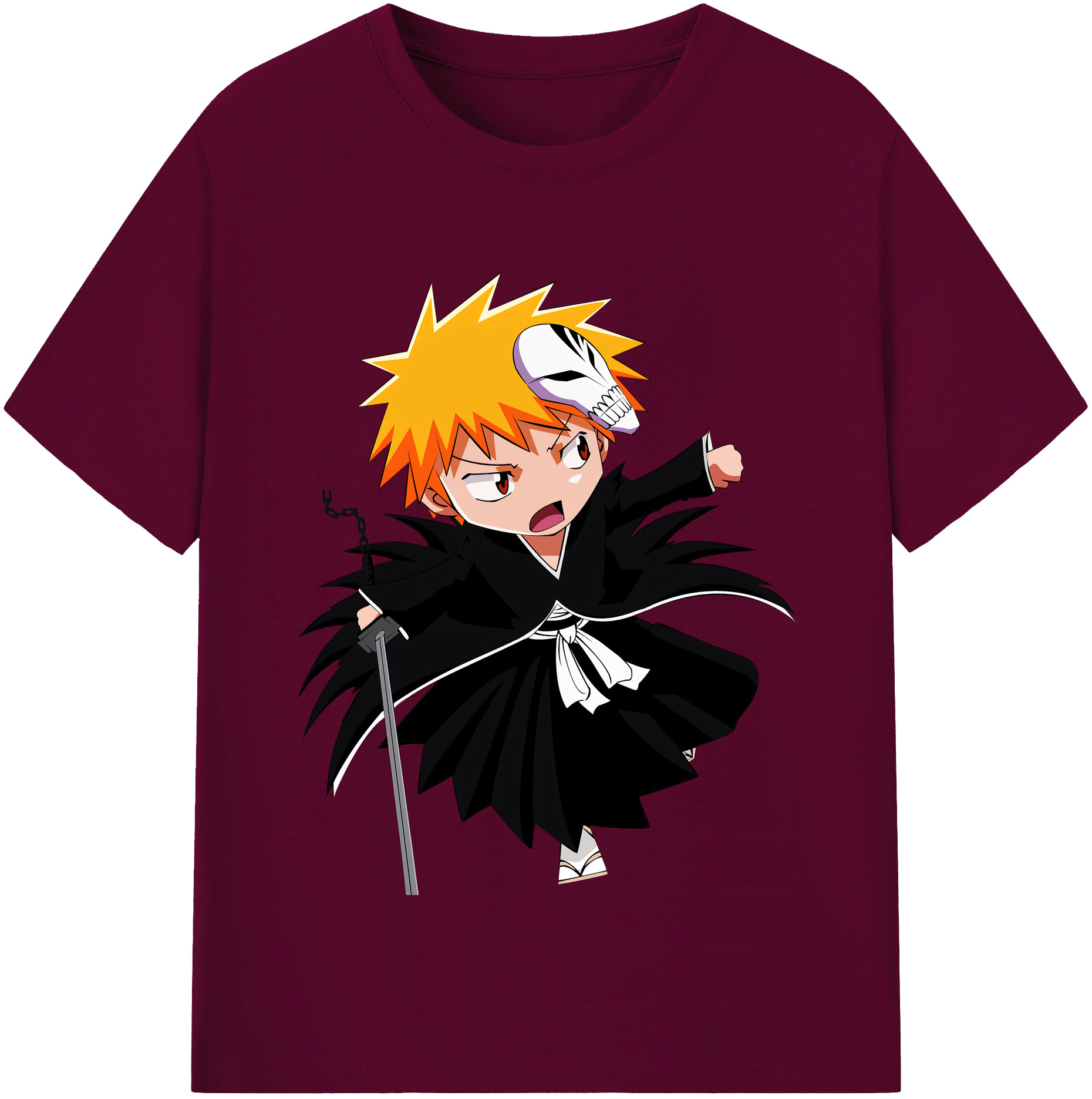 （画像用） ブリーチ 黒崎一護（くろさき いちご）BLEACH Kurosaki Ichigo レディースカジュアルプリントTシャツ（綿100％）